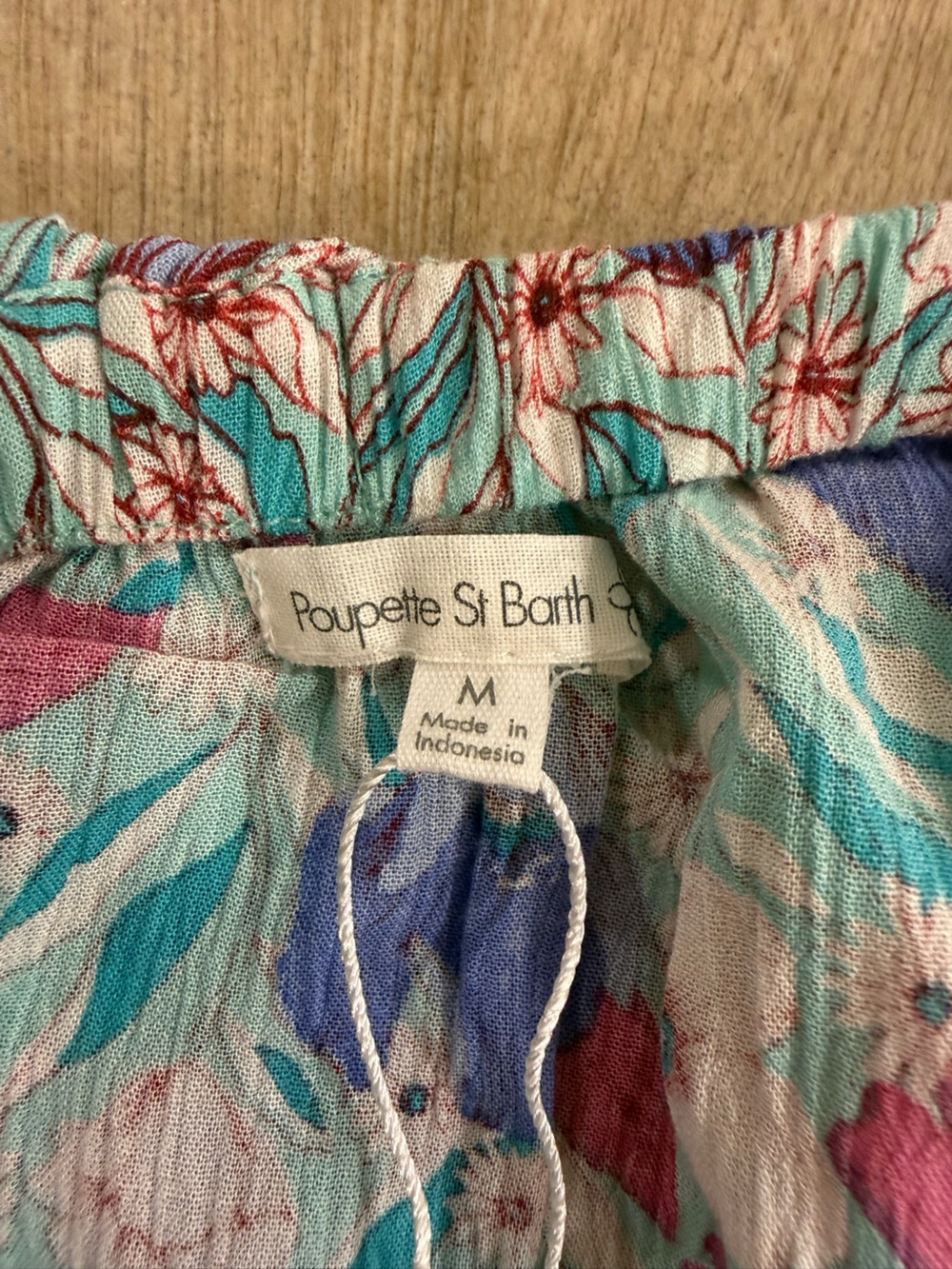Poupette St Barth Ambra Bandeau Aqua Petunia Floral Cover Up Pool Dress NWT M - Picture 5 of 12